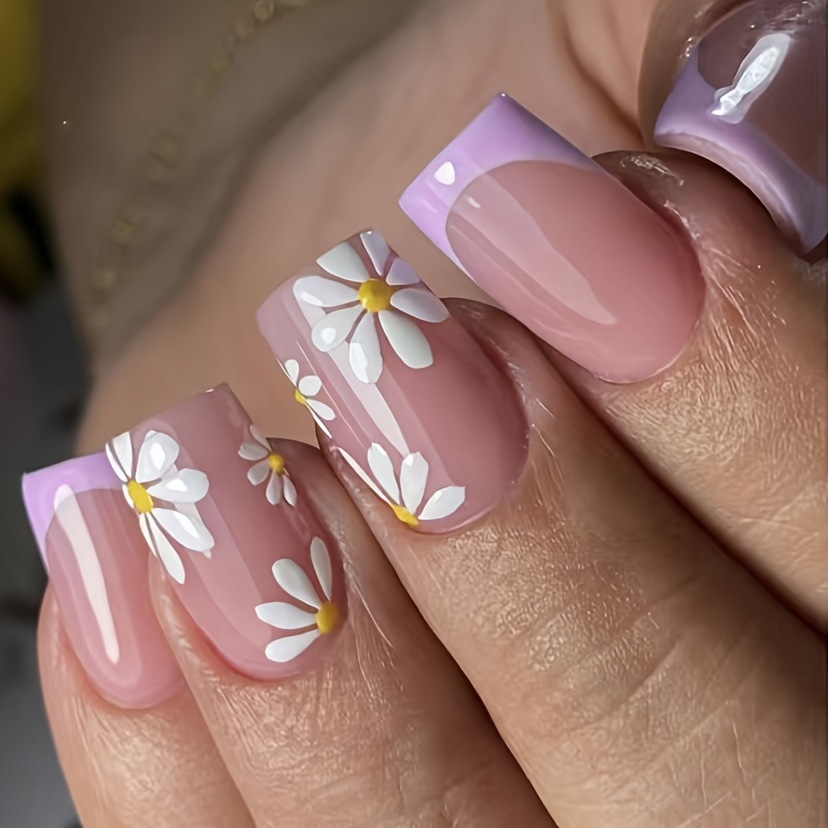 Gentle White Spring Small Fragrance Style Pearl Nail Art Cute Short Ballet  Nail Wear Style Nail Piece & Summer French & 1pc Nail File & 1sheet Tape 
