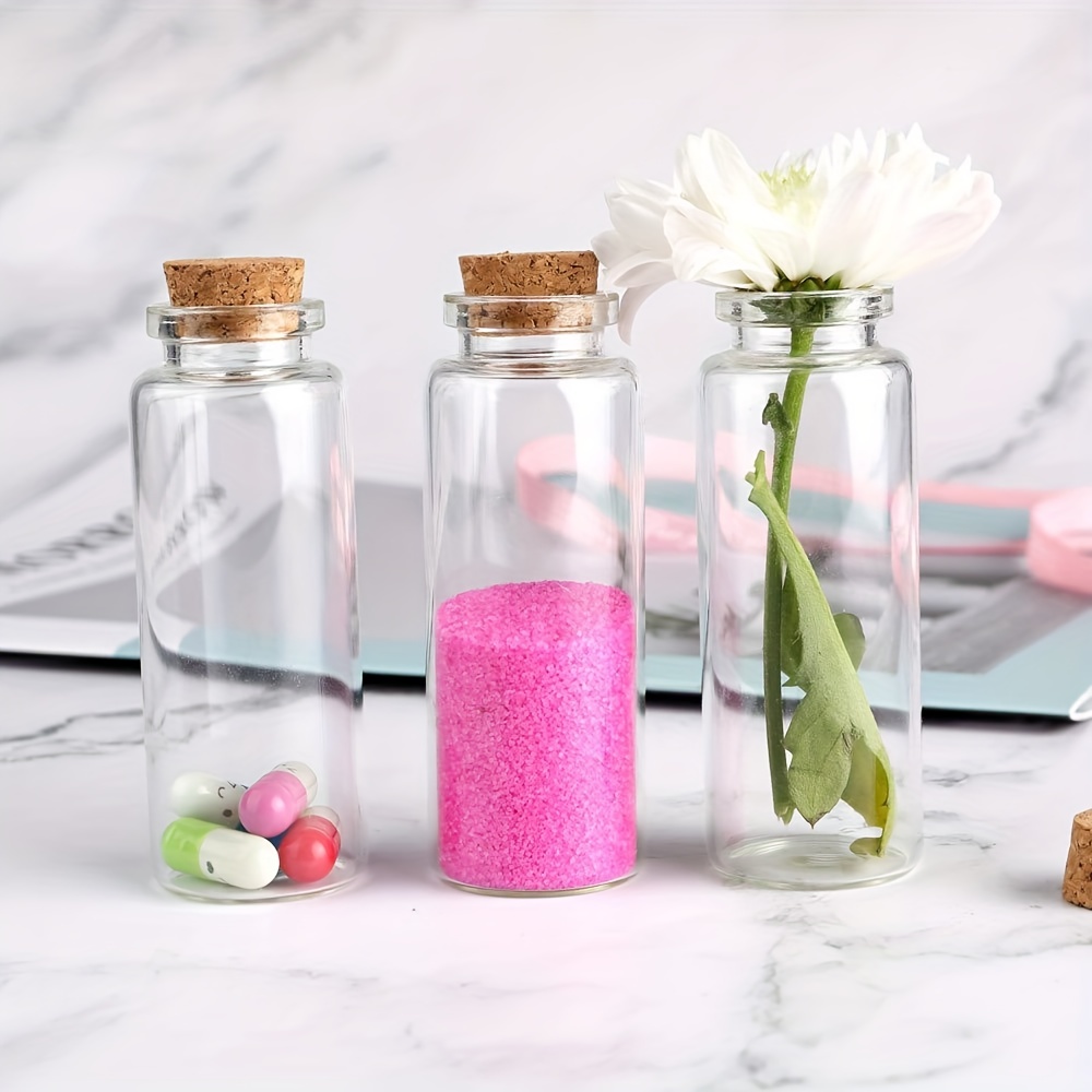 1 Pieces Mini Transparent Square Glass Bottles with Cork Stopper Empty  Spice Jars for Art Crafts Wedding Favors