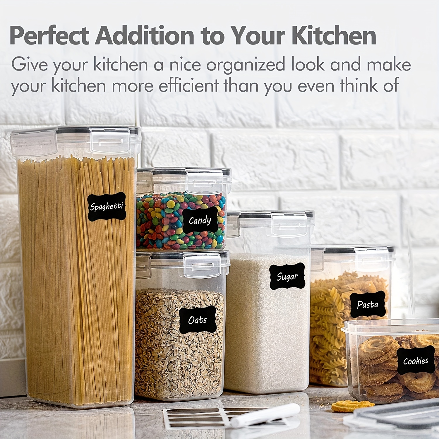 9Pcs Airtight Food Storage Containers Set With Lids Candy Jars