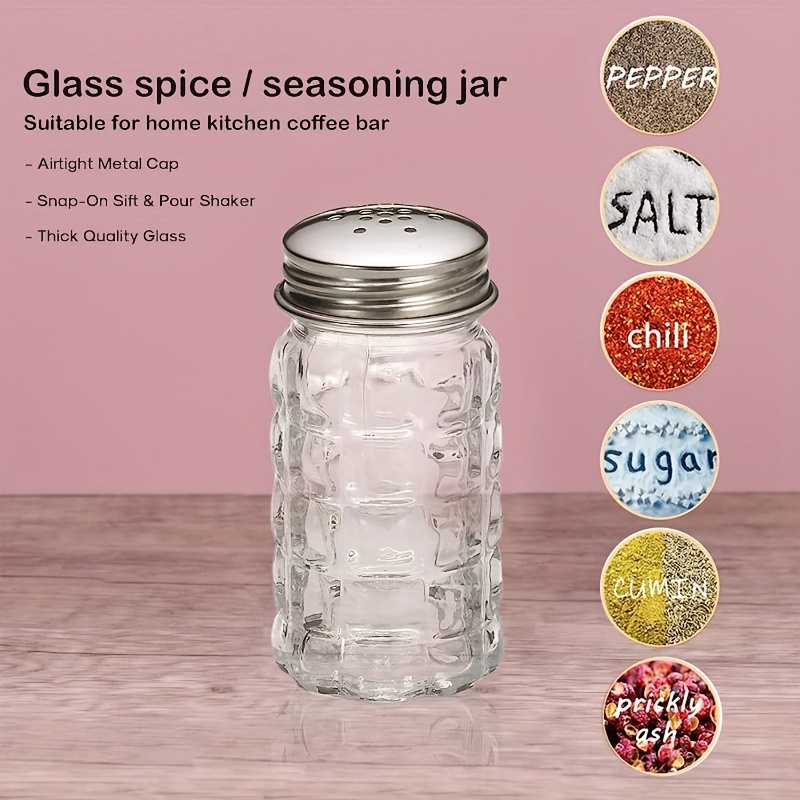 6.4 oz Glass Spice Jar with Shaker Fitment and Black Cap