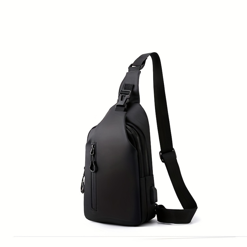 Casual Messenger Bag Men's Large Capacity USB Charging Chest Bag