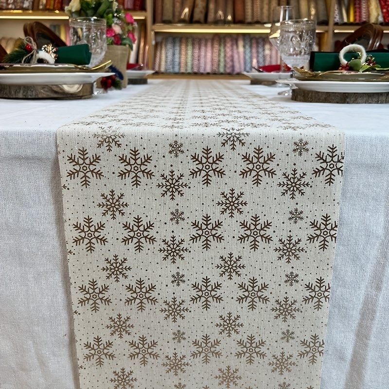 Christmas Tablecloth Snowflake Runner For Rustic Kitchen