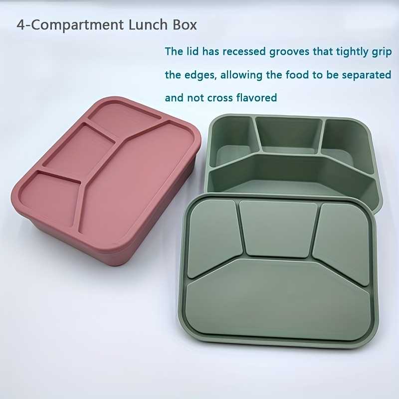 Silicone Storage Box 4 Compartment Snack Containers Food Household