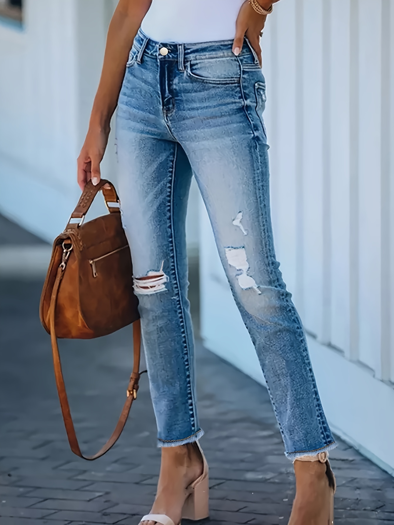 Red Letter Graphic Light Washed Blue Straight Denim Pants, Loose Causal  Zipper Button Closure Slash Pocket Jeans, Women's Denim Jeans & Clothing -  Temu