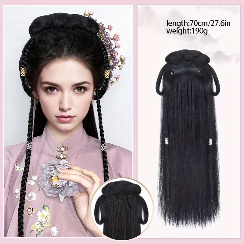 Half Wig Ancient Chinese Style Hair Hoop Wig Synthetic Hair Temu