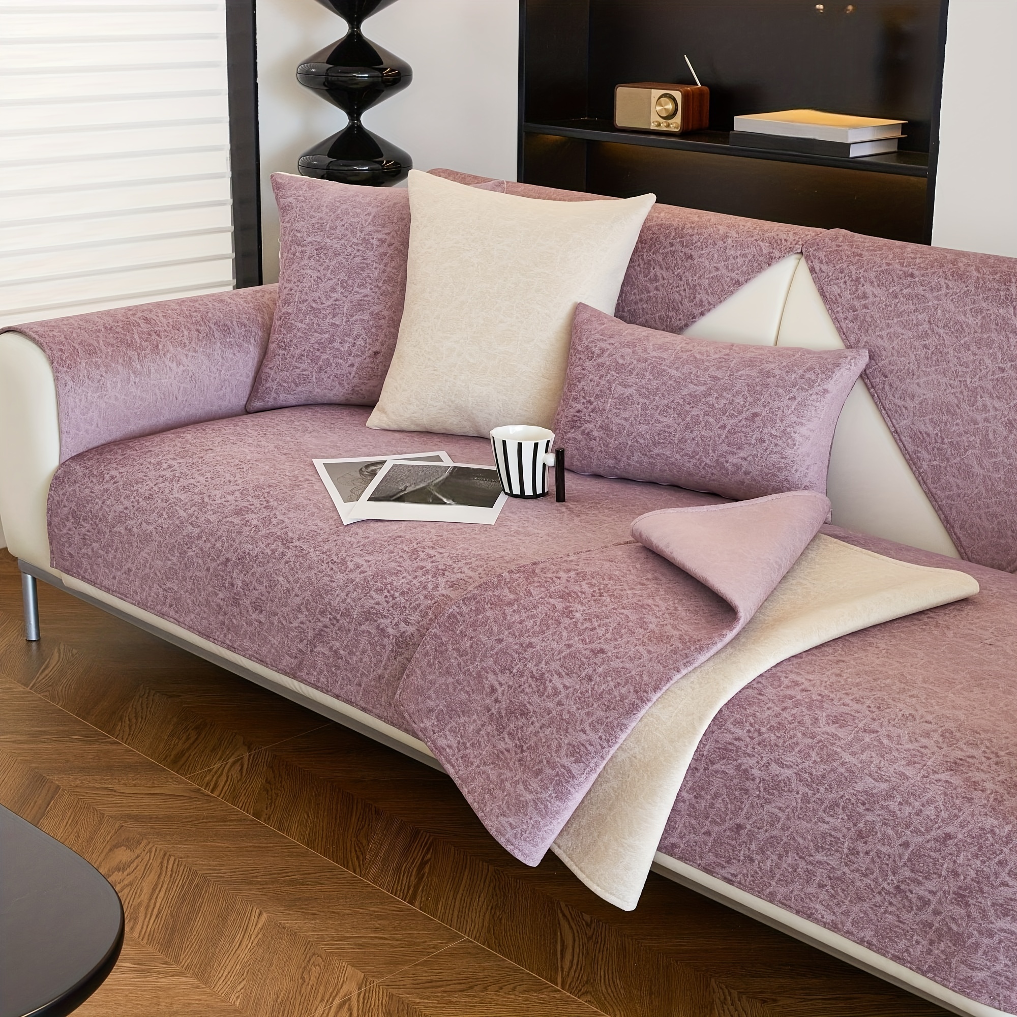 Camellia Jacquard Fleece Elastic All inclusive Sofa Cover + - Temu