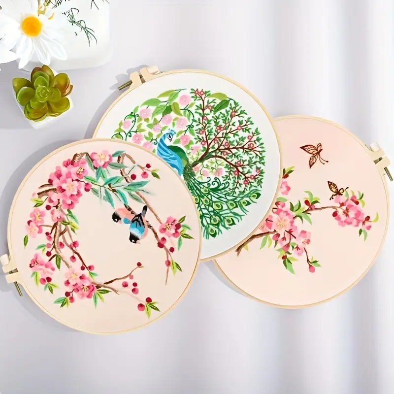 Embroidery Starter Kit With Birds Pattern And - Temu