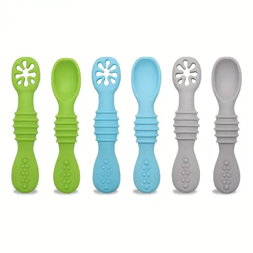 First Stage Silicone Self Feeding Training Spoons ,Toddler's Self Feeding  Silicone Spoons, Toddler Spoons, Toddler Utensils, Baby Essentials, Baby  Must Haves