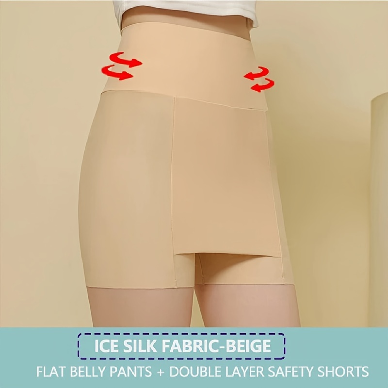 Women S Ice Silk High Waist Tummy Control Seamlessshorts - Temu