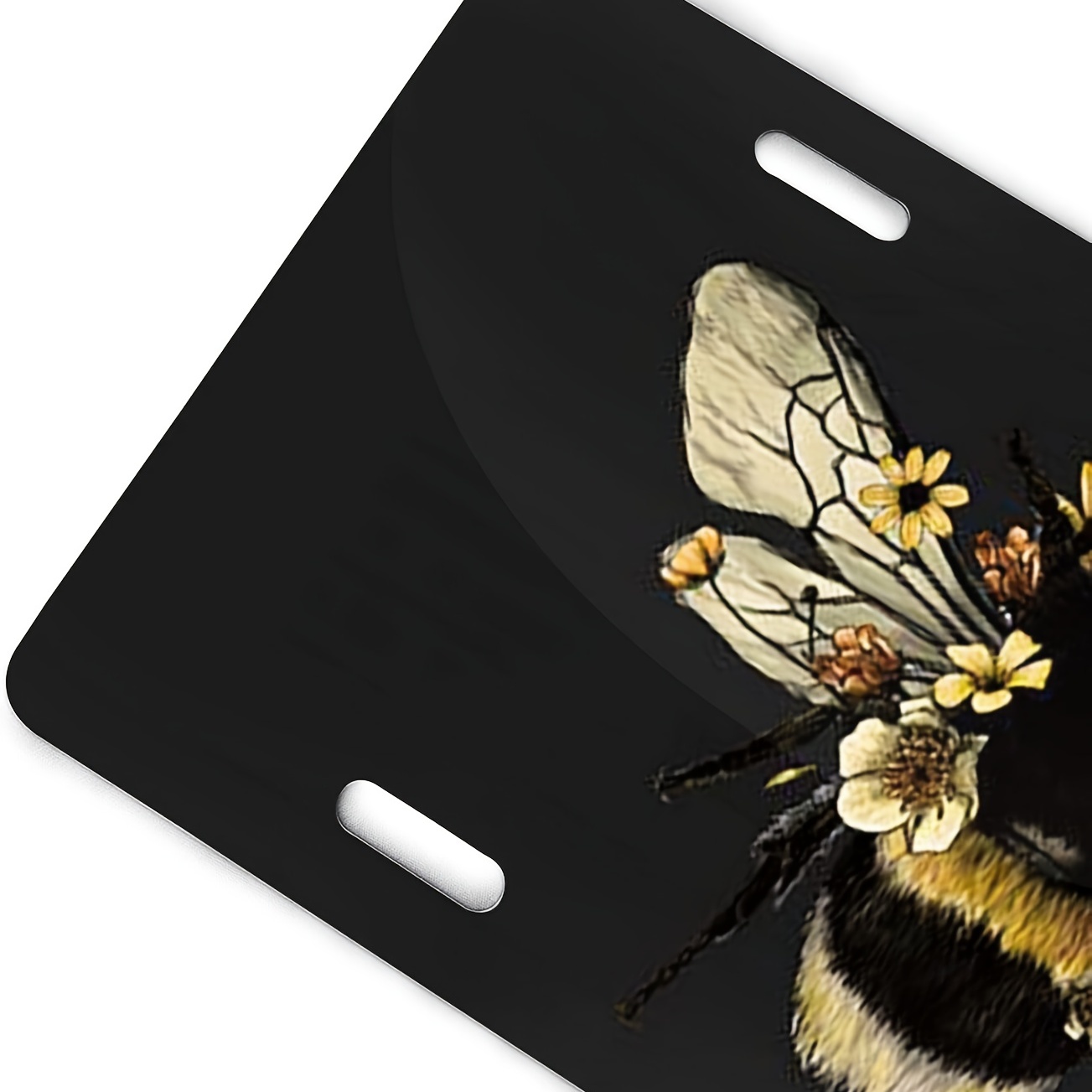 Fluffy Bee License Plate Cover, Aluminum Novelty License Plates