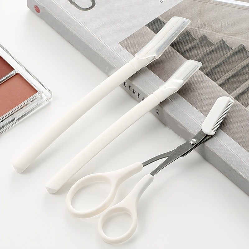 Eyebrow Trimmer Scissor With Comb Eyebrow Razor Kit Facial Hair Removal Trimmer Women Shave Lip Hair Removal Makeup Accessories
