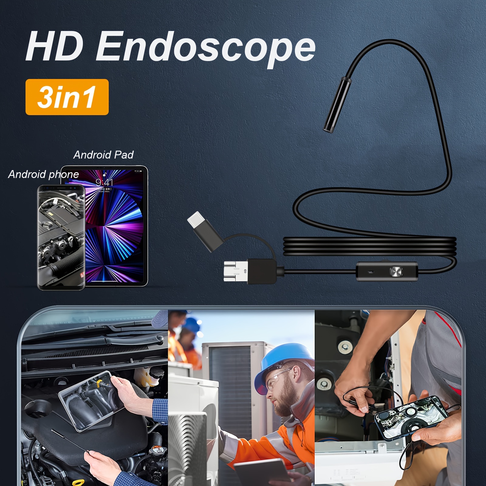 Wireless Endoscope, WiFi Borescope Inspection Camera 2.0 Megapixels HD  Waterproof Snake Camera Pipe Drain with 8 Adjustable Led for Android & iOS  Smartphone iPhone Samsung Tablet-16.4 ft (5M) 