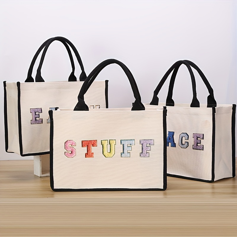 Mud Pie Canvas Patch Tote Bag