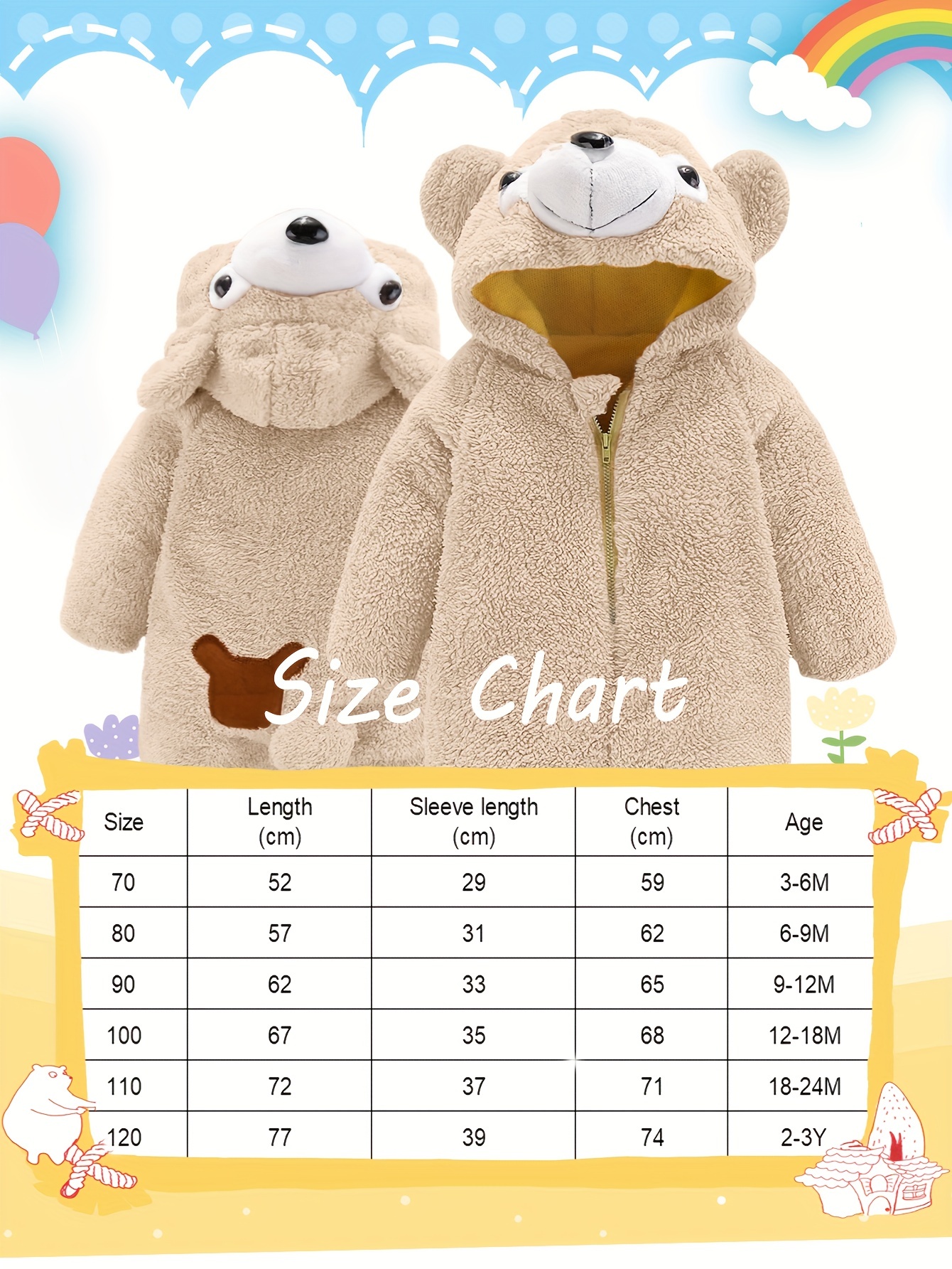 Baby/Kids Size Charts – Three Bear Clothing