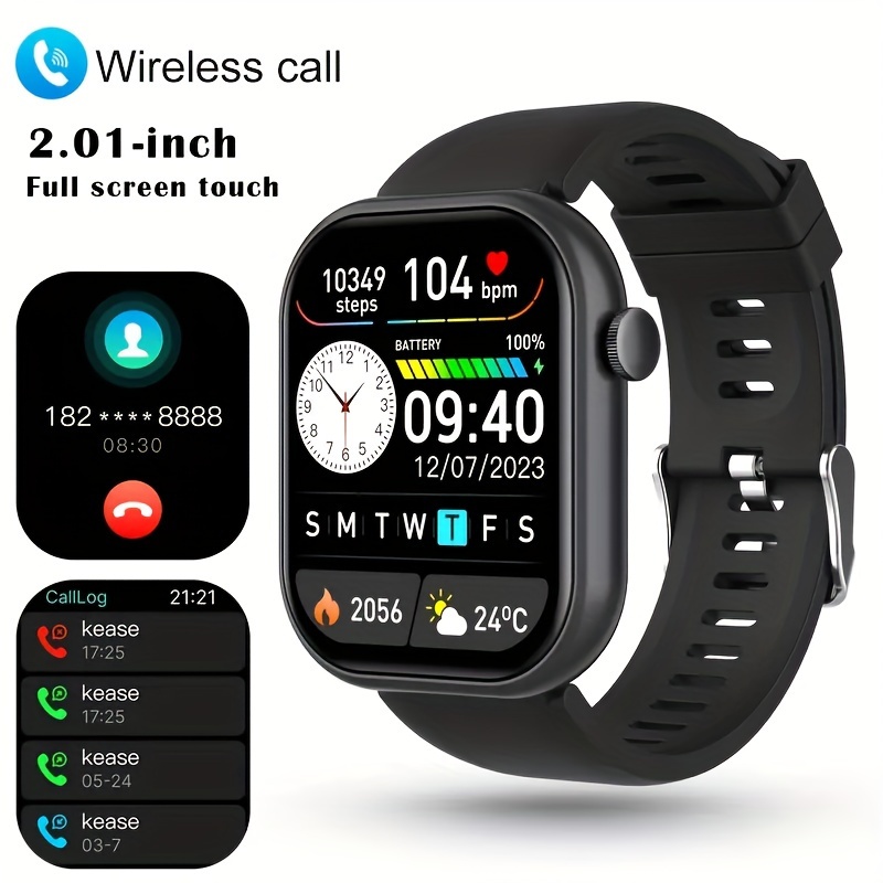 Smart Watch(Call Receive/Dial), Full Touch Screen SmartWatch for Android  and iOS Phones Compatible Fitness Tracker with Heart Rate,Sleep,Blood