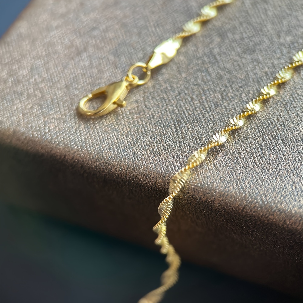 Water Wave Chain Necklace Plated 18k Gold Plated Chain - Temu