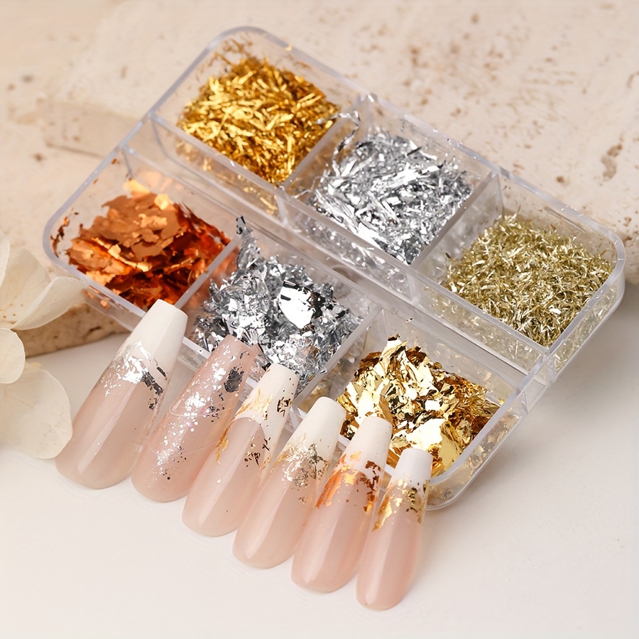 Nail Foil 3d Sparking Golden Flakes For Nails,metallic Nail Glitter For  Nail Art Decoration - Temu Philippines