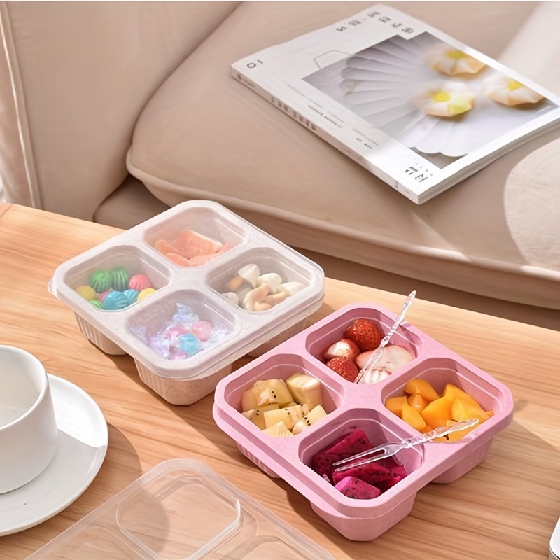  6 Pack Snack Containers, 4 Compartment Divided Snack Container  for Kids, Bento Snack Box for Adults, Reusable Meal Prep Lunch Containers  with Compartments, Small Bento Box for Work Travel: Home 