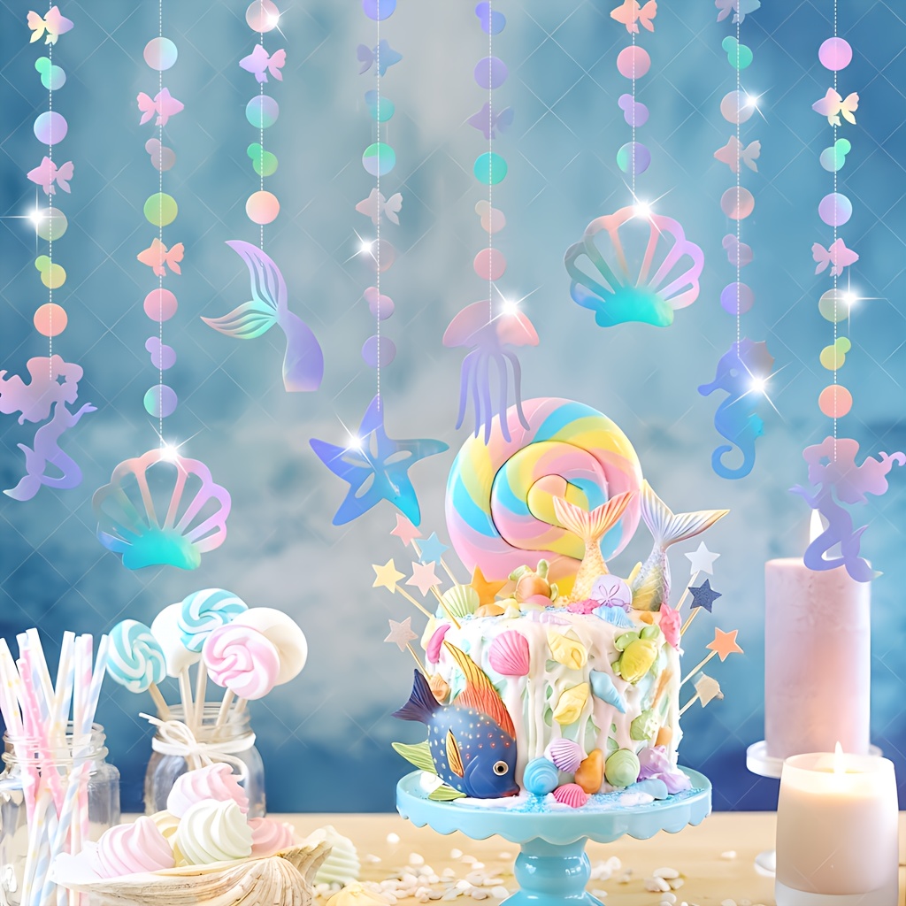Mermaid Theme Party Swirl Decor Flag Pulling Girl's Birthday - Temu
