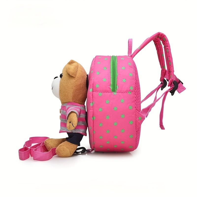 Kids Bear Plush Backpack, Anti Lost Cartoon Schoolbag