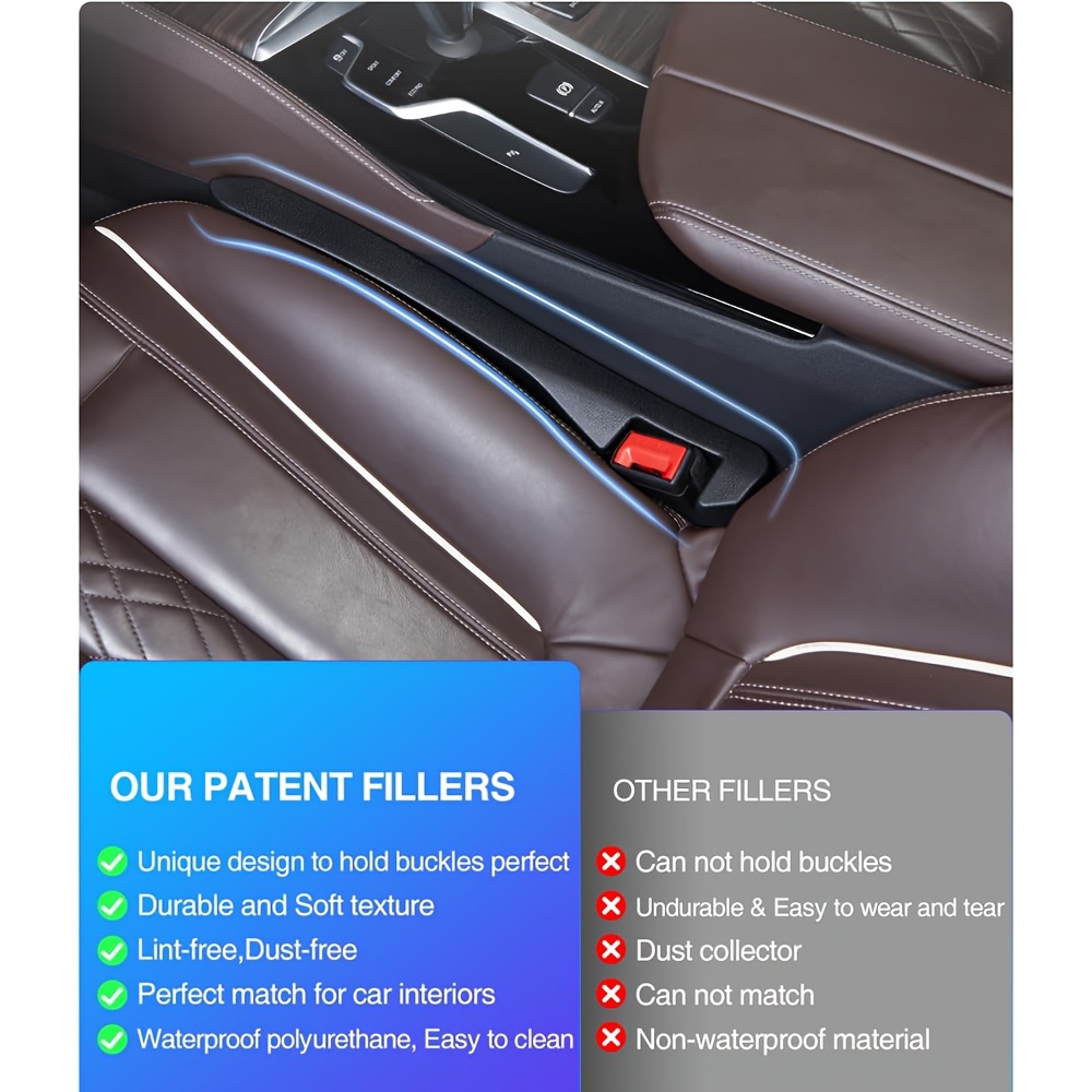 2Pcs Car Seat Gap Filler Spacer Auto Blocker Pad PU Universal Soft