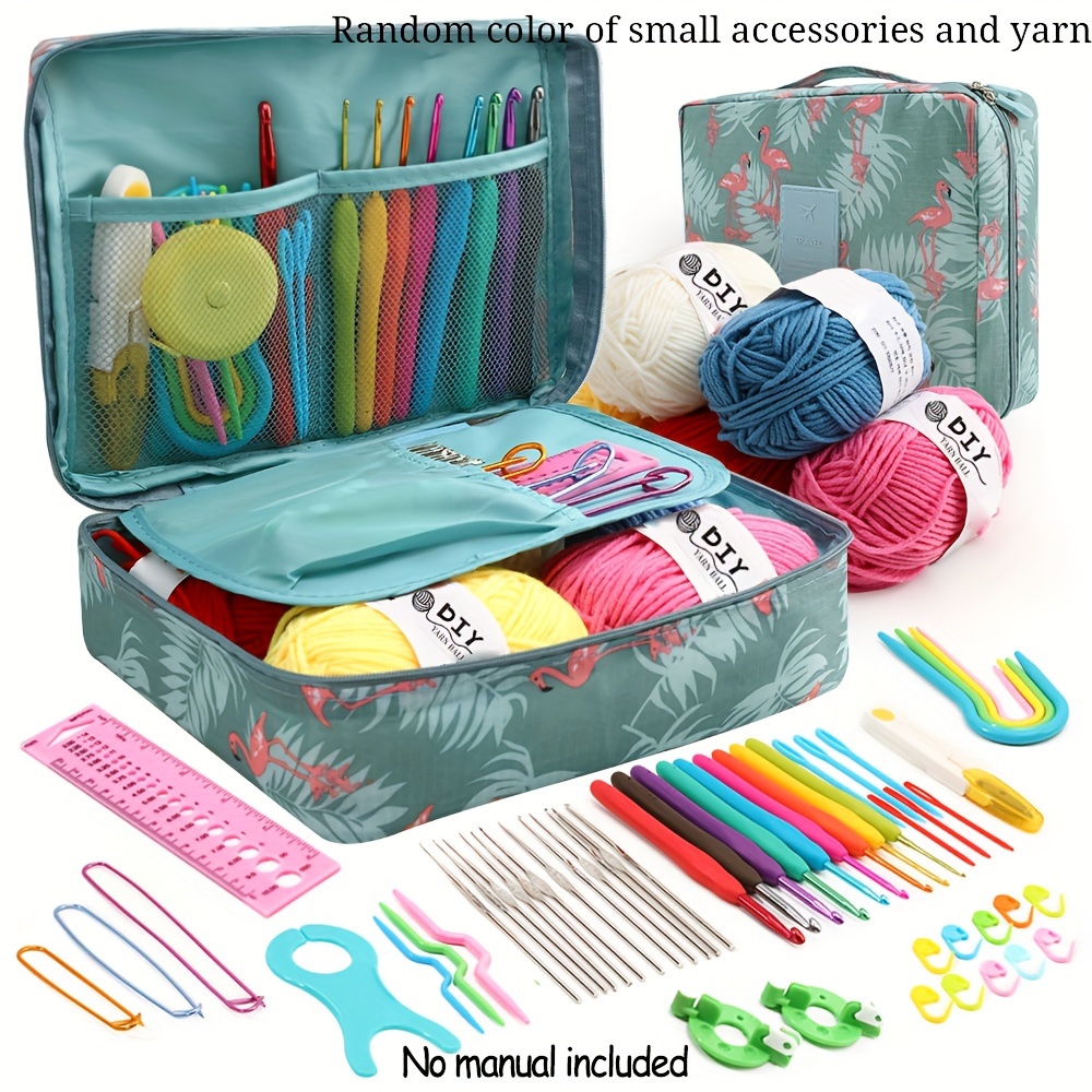 Wooden Crochet Kit Storage Bag Bamboo Handle Knitting Kit - Temu