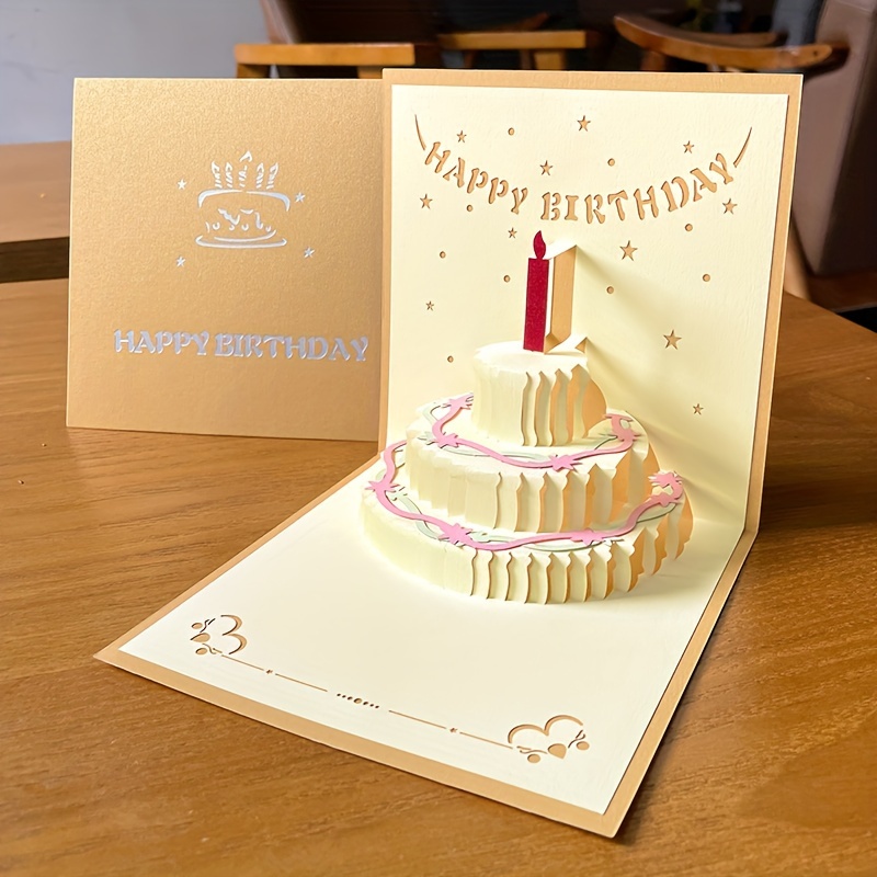 Three dimensional Birthday Card Three dimensional Cake 3d - Temu