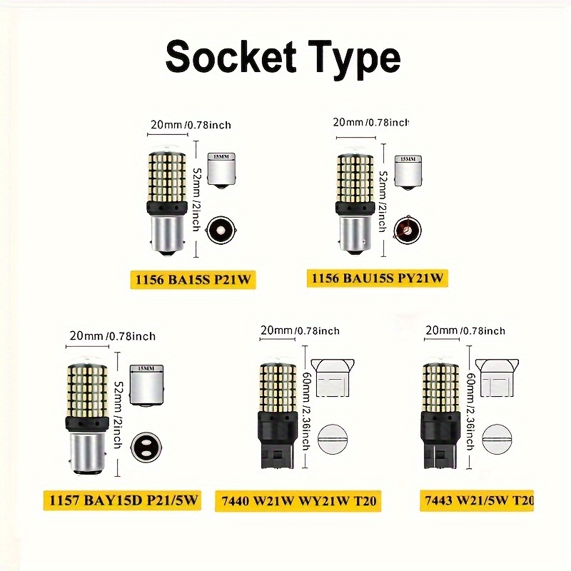 2pcs High Power Canbus LED Lights 1156 BA15S P21W BAU15S PY21W 7440 W21W No  Error For Car Turn Signal Lamps Brake Bulb 12V White