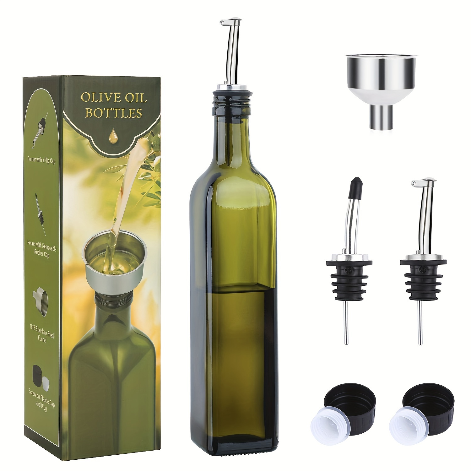 Glass Olive Oil Bottles Vinegar Dispenser Set With Drip - Temu