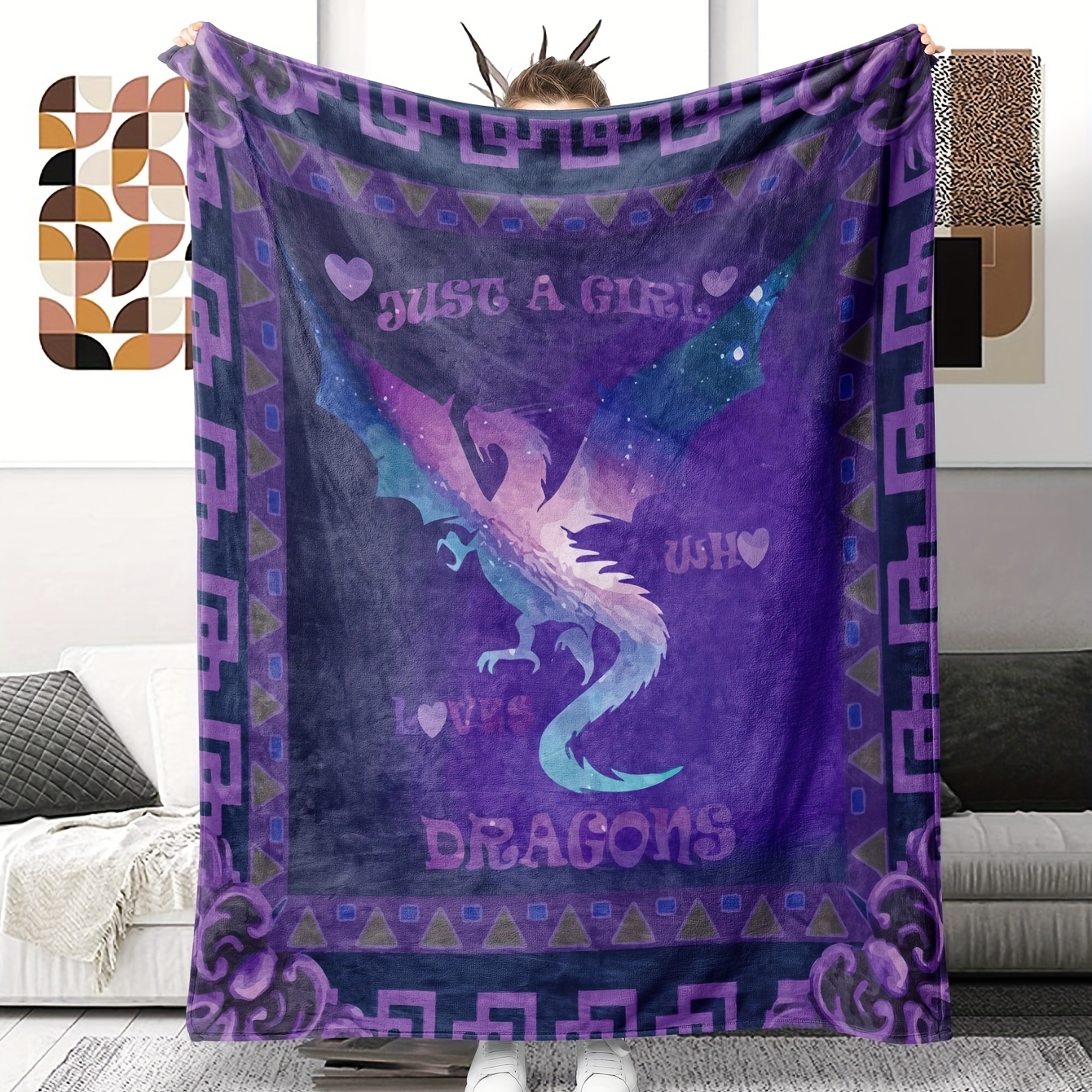 Goth Purple Giant Dragon Thin Blanket Lightweight Flannel - Temu