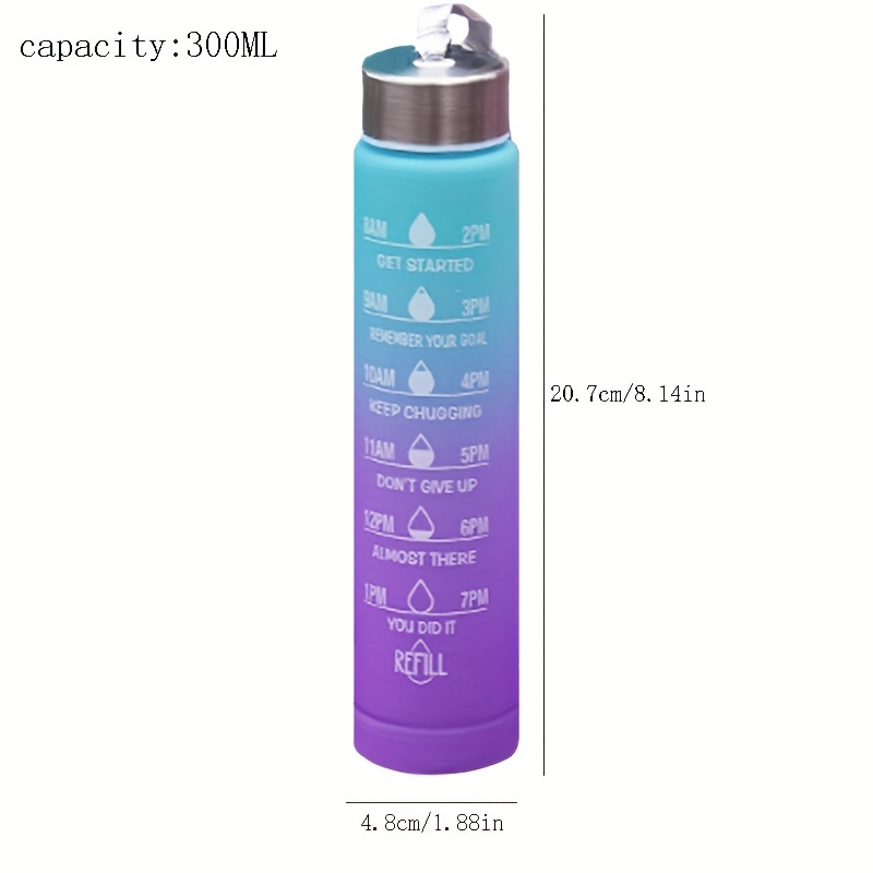 1pc Korean Style 1000ml Space Cup Fitness Sports Water Bottle With Time  Markings Gradient Frosted Drinking Cup