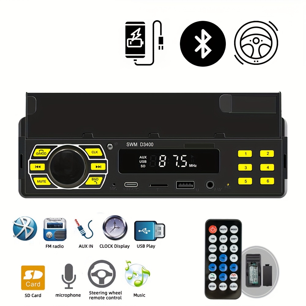 Autoradio, 24-v-universal-single-din-einbau-bt-funkfernbedienung,  Stereo-mp3-player, Iso-standardschnittstelle, Ukw-radio, Aux-aufladung, Usb  - Auto - Temu