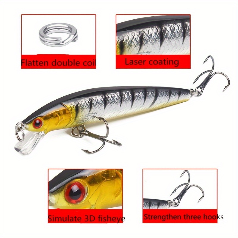 10cm Artificial Fish Minnow Lure Fresh Water Sea Fishing Bait Tackle with  Hook 4#