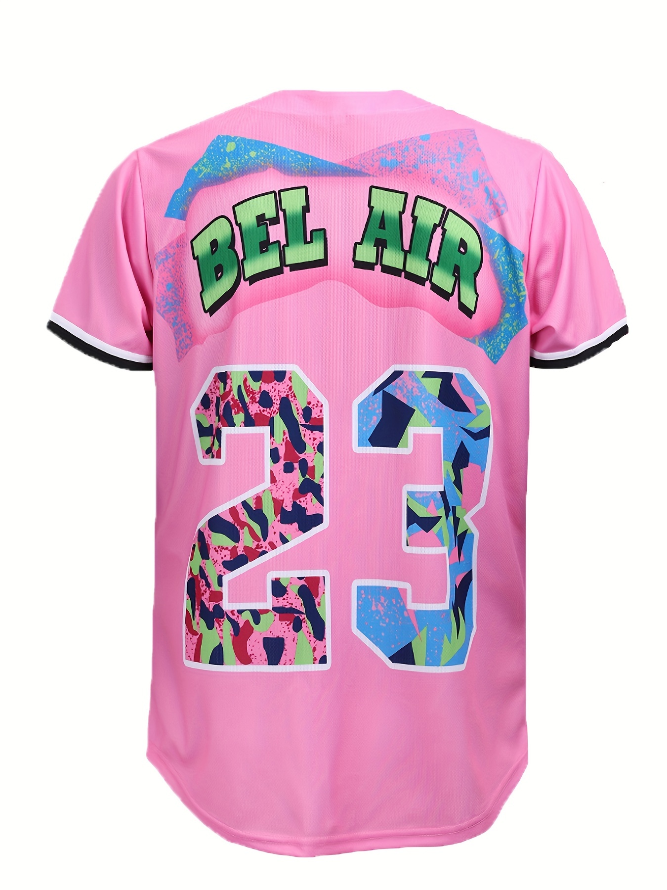 Men's Bel Air #30 Baseball Jersey, 90's City Theme Party Clothing, Hip Hop Fashion Button Up Short Sleeve Shirt Suitable for Birthday Parties,Temu