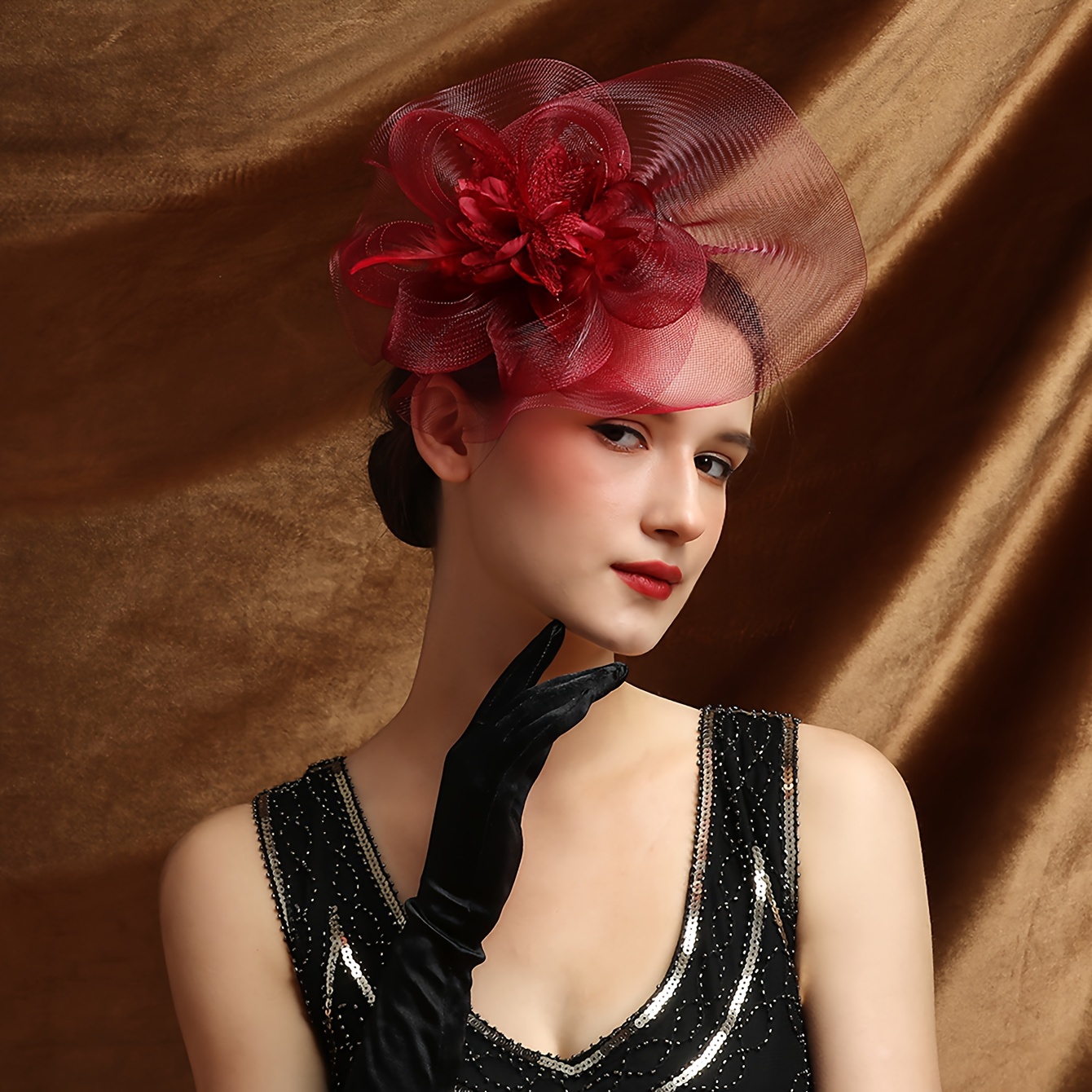 Cappello da fascinator grande in chiffon con piume, copricapo derby da