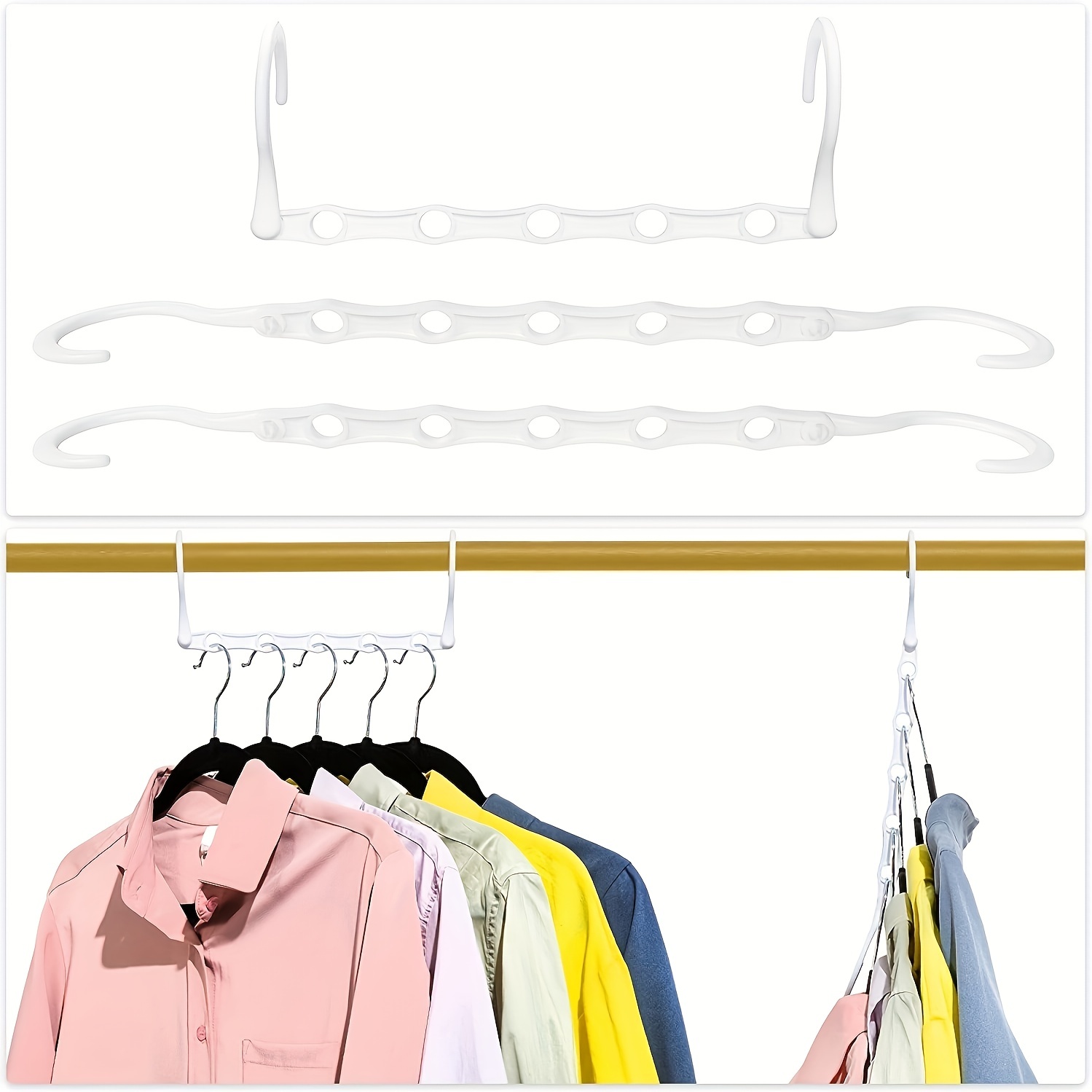 24 Pack Hangers Space Saving Magic Sturdy Space Saver Storage Smart Plastic  Clothes Hanger Organizer Closet Organizers and Storage for Closet Wardrobe