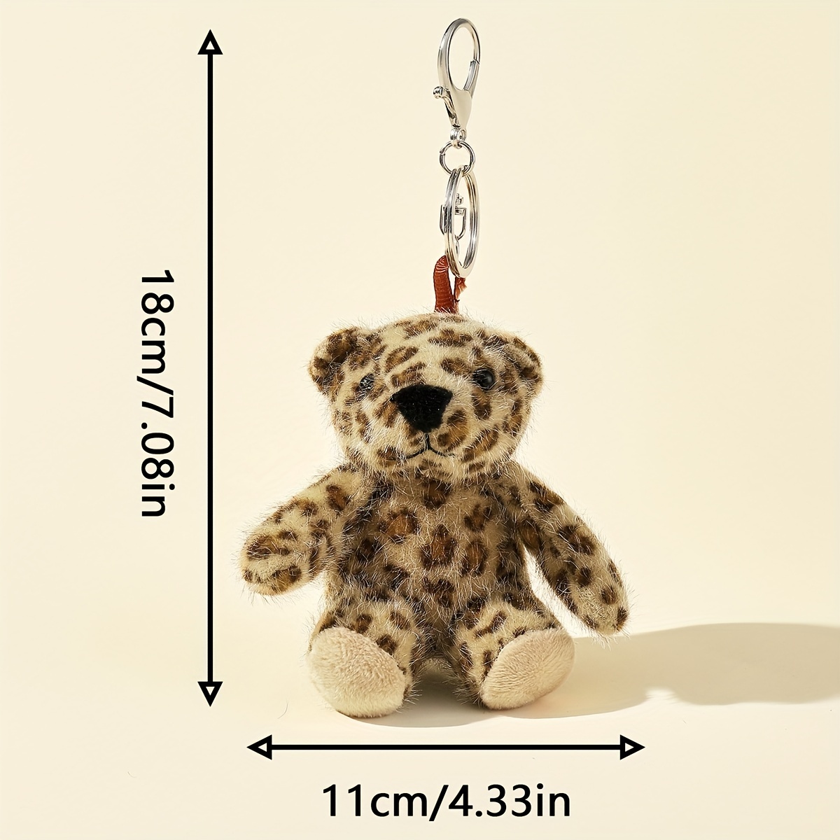 Leopard Print Bear Doll Keychain Cute Plush Doll Pendant Keychain