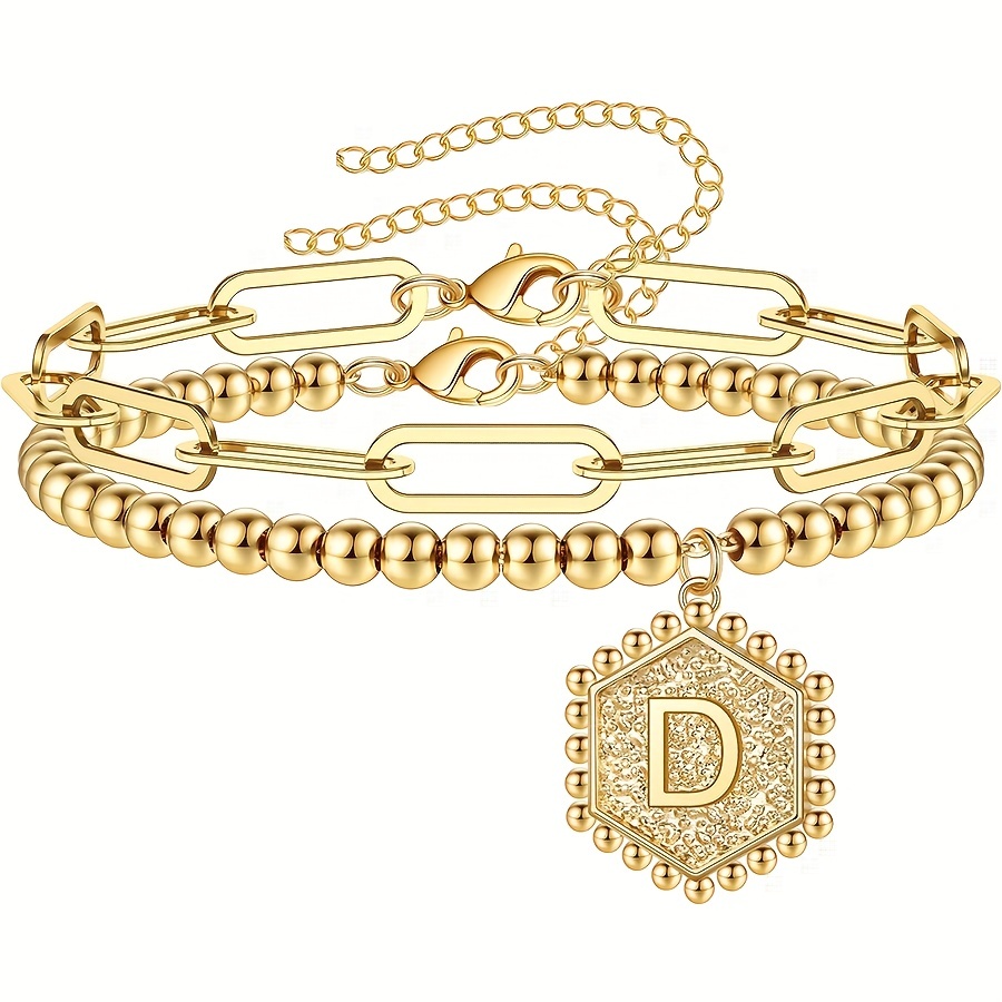 Letter D Bracelet in 14k Gold