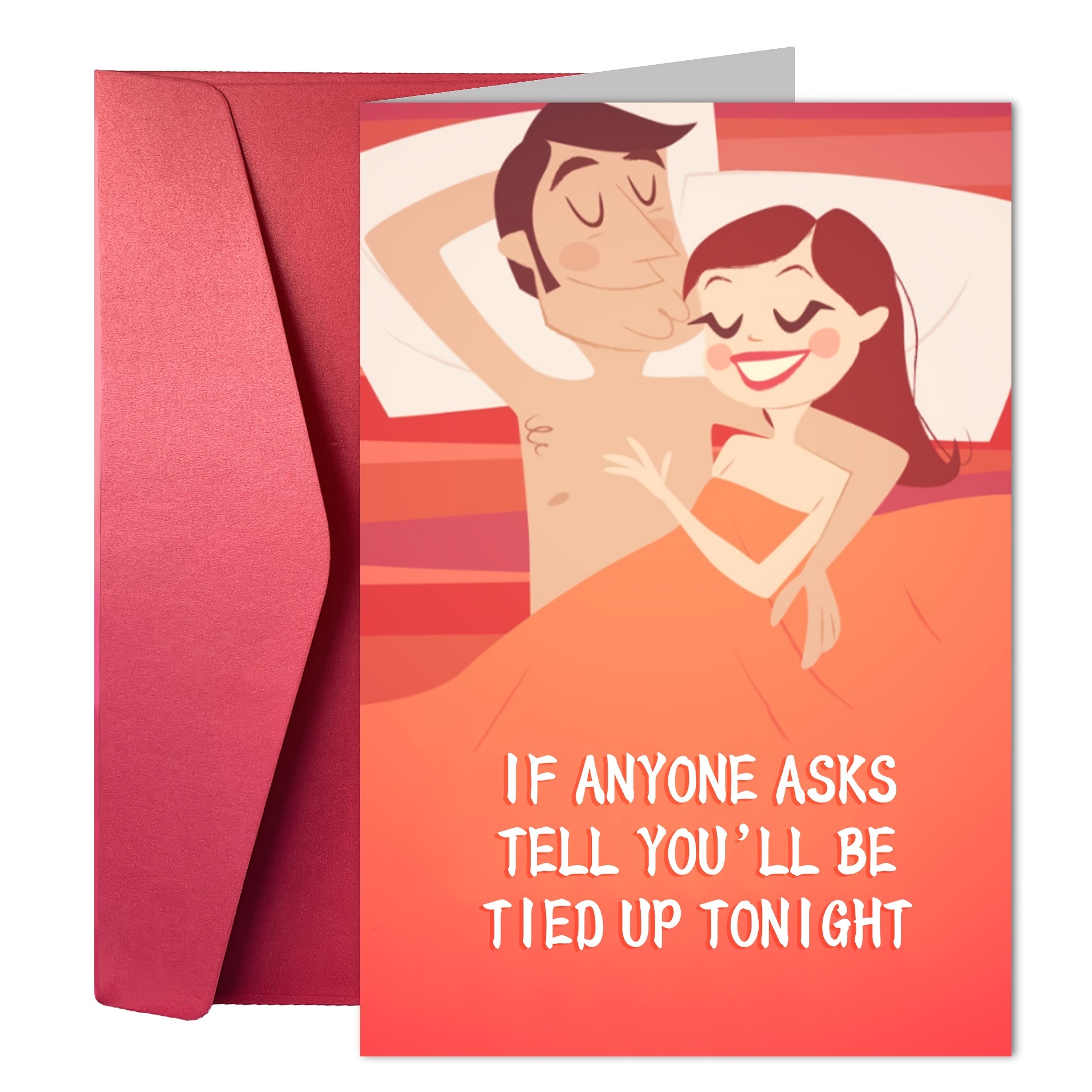 Romantic Anniversary Card For Him/her - Tied Up Tonight - Funny Gift Birthday Cards For Husband/wife/man/woman/boyfriend/girlfriend image