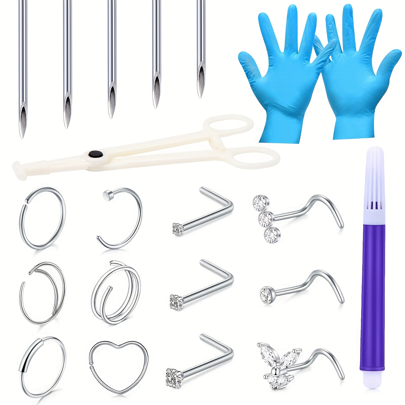 Stainless Steel Body Piercing Kit Disposable Piercing Needle - Temu