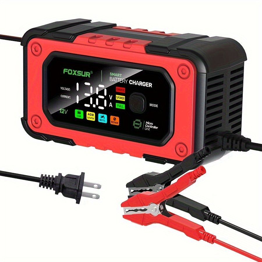 New Car Battery Charger 12v 6a Touch Screen Pulse Repair Lcd - Temu