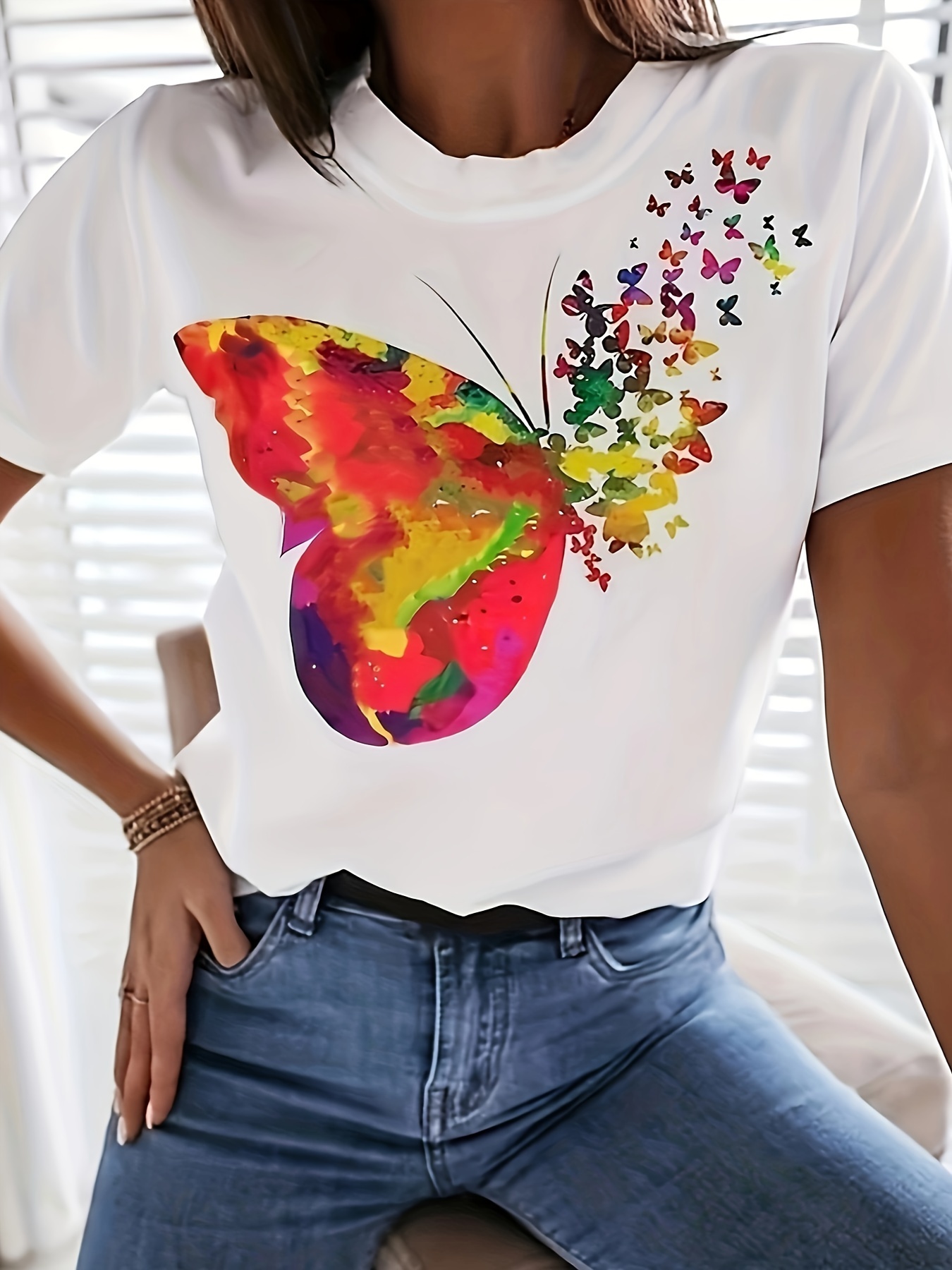 Camiseta Estampado Mujer Camiseta Informal Manga Corta - Temu