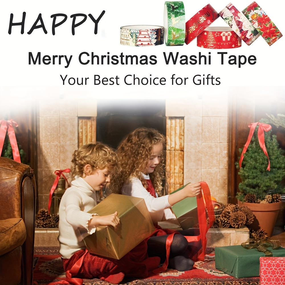 Christmas Washi Tape Set Golden Foil Holiday Washi Tape With - Temu
