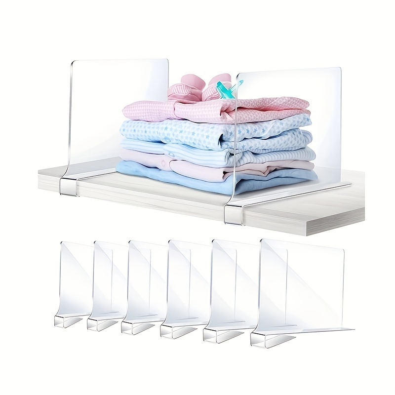 Shelf Dividers, 6 PCS Acrylic Shelf Dividers Closet Organizer Closet Shelf  Divider Clear Dividers for Closet Organization Closet Dividers for Shelves  for Bedroom, Kitchen, and Office