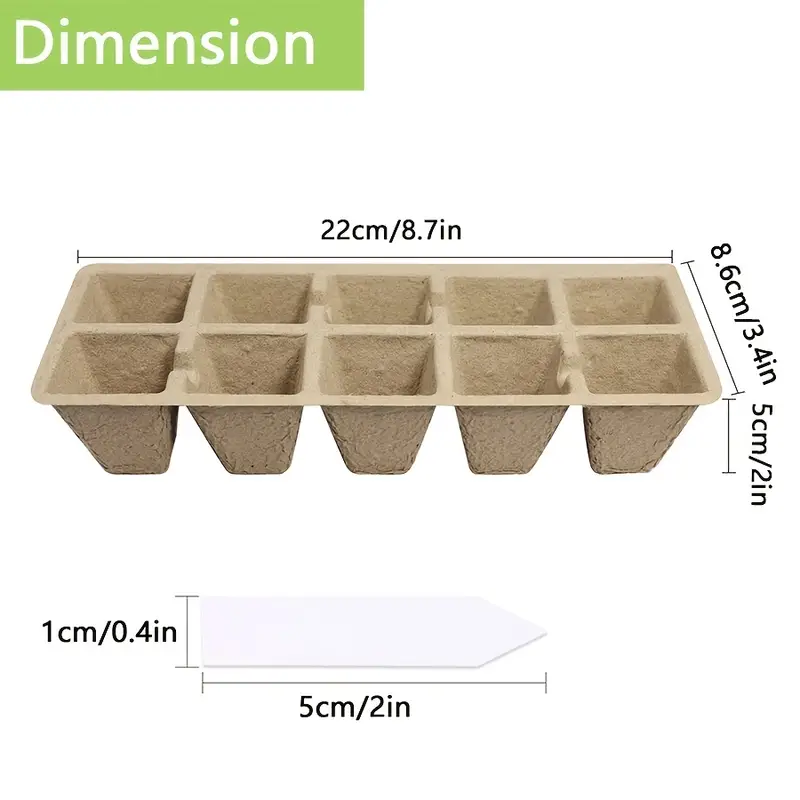 10pcs Peat Pots Seedling Pots Biodegradable 100 Cells Seedling Pots Start Trays With Drain Holes With 50 Labels Seedling Starter Kit Organic Germination Plant Starter Trays Environmentally Friendly