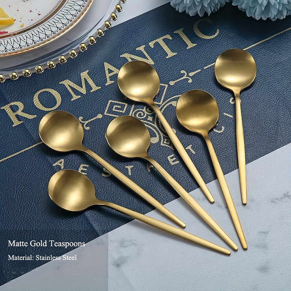 10.25 Brushed Stainless Slotted Spoon - Matte Brass