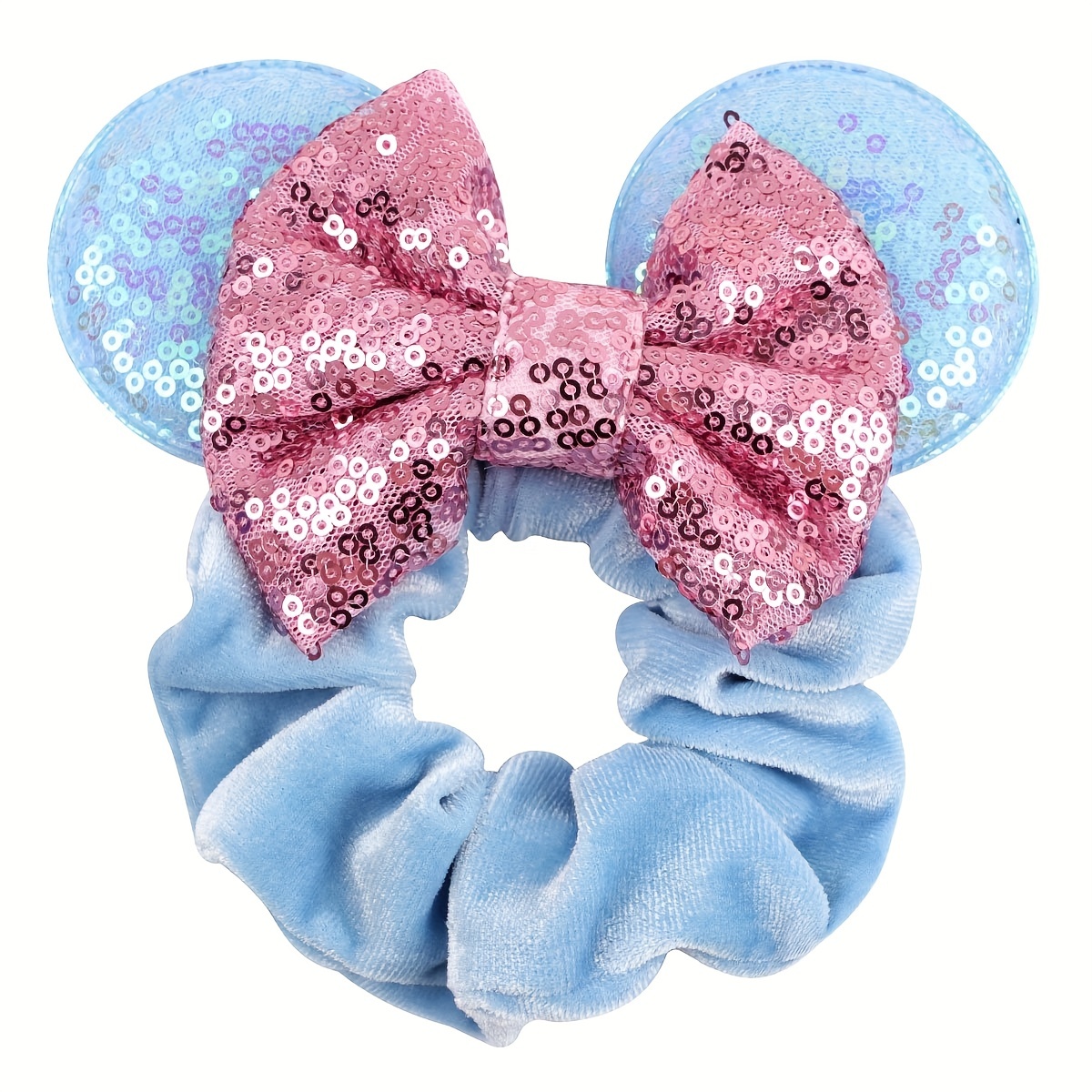 Colorful Sequin Bow Mouse Ear Scrunchies Hair Ties
