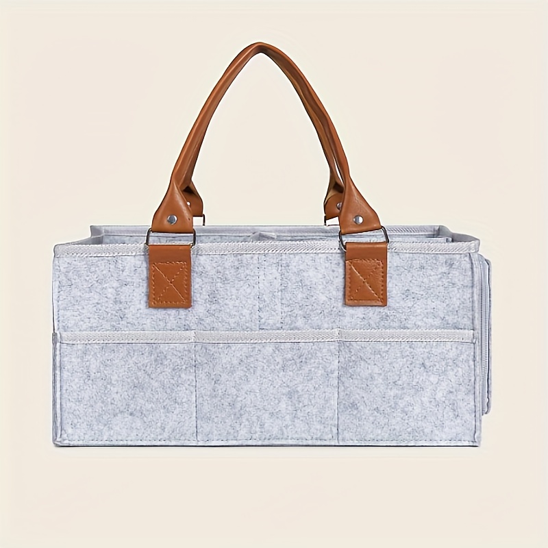 Light Grey Foldable Mommy Diaper Bag with Large Capacity