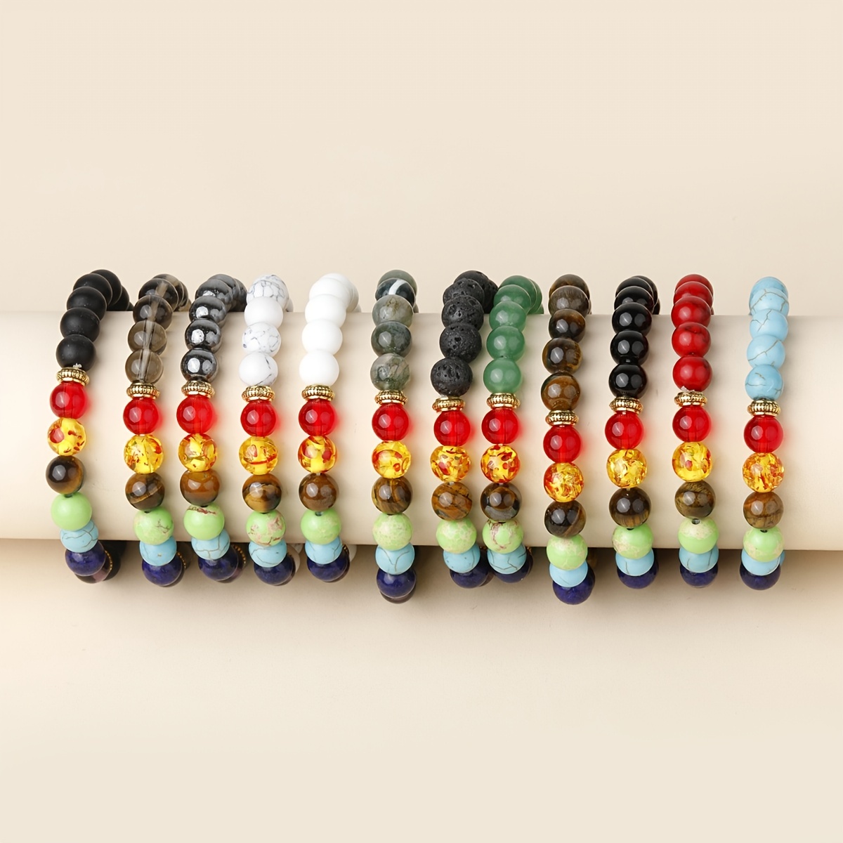 Natural Stone 7 Chakra Bead Bracelets Bangles Tiger Eye Bead - Temu