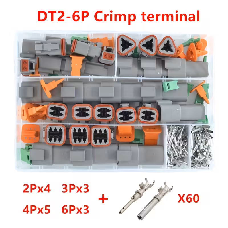 250pcs deutsch dt series wire connector kit dt06 2 3 4 6s dt04 2 3 4 6p automotive sealed plug with pins box Product details 2
